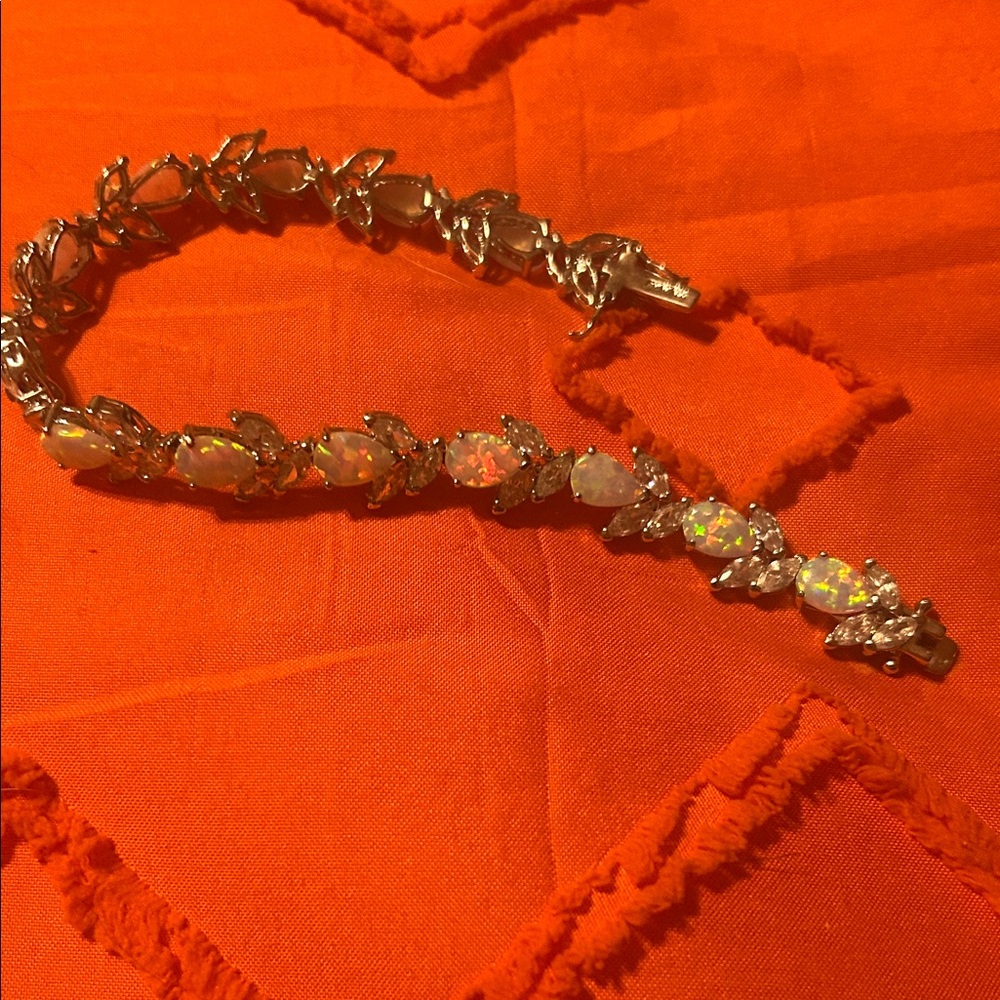 Elegant Silver Opal Bracelet